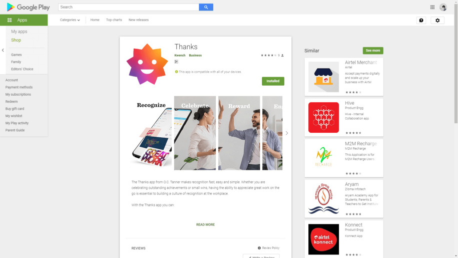 Android app for Thanks platform - Thanks